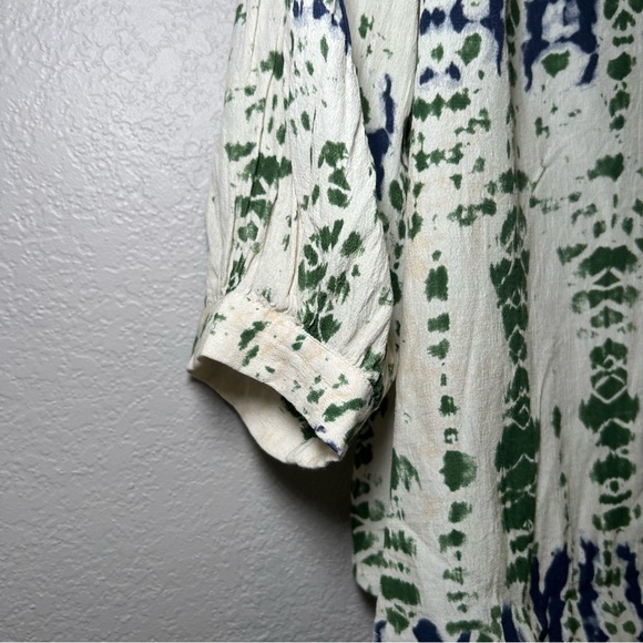 ba&sh Green Blue Patterned Iris Blouse women’s small boho fall career artsy bold - Picture 3 of 10